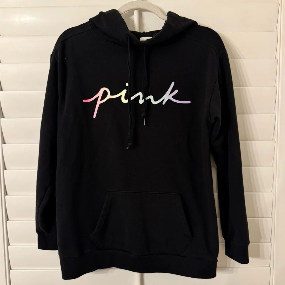 VS | Pink Everyday Campus Pullover Sweatshirt Hoodie Black Rainbow Small